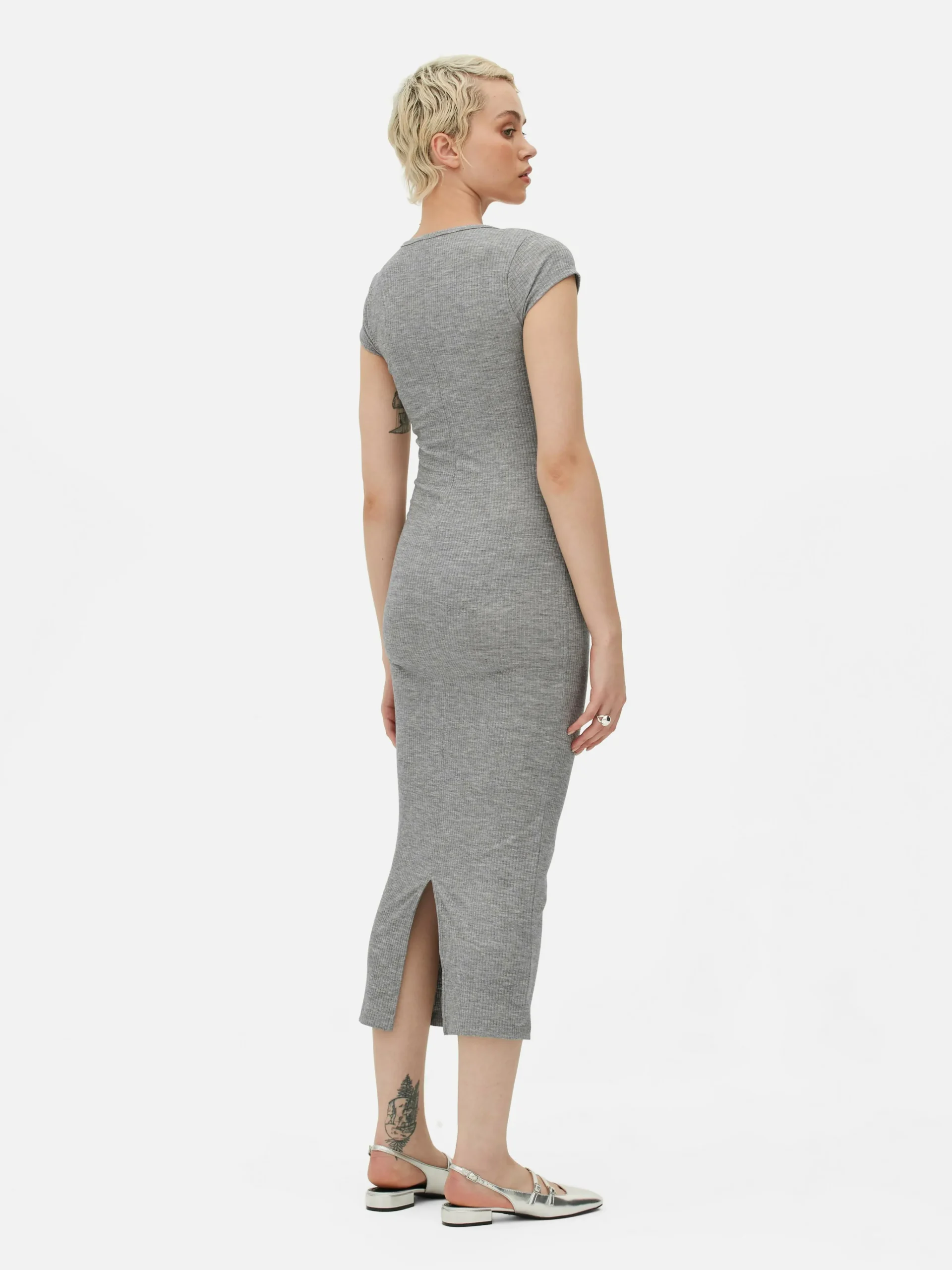 Femme Primark Robes|Robe Mi-longue Côtelée Et Décolletée