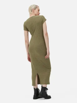 Femme Primark Robes|Robe Mi-longue Côtelée Et Décolletée