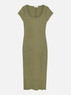 Femme Primark Robes|Robe Mi-longue Côtelée Et Décolletée