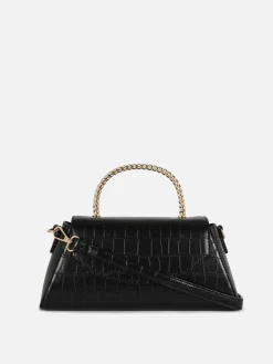 Femme Primark Sacs Et Porte-Monnaie|Sac à Bandoulière En Imitation Croco Avec Poignée En Métal