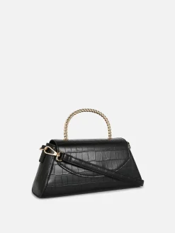 Femme Primark Sacs Et Porte-Monnaie|Sac à Bandoulière En Imitation Croco Avec Poignée En Métal