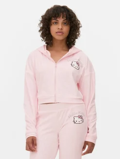 Femme Primark Hauts De Pyjama|Sweat à Capuche Zippé En Velours à Coordonner Hello Kitty