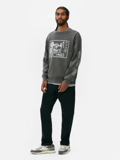 Homme Primark T-Shirts Et Sweat-Shirts À Motifs|Sweats À Capuche Et Sweat-Shirts|Sweat-shirt Délavé à L'acide Disney Mickey Mouse X Keith Haring
