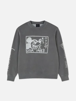 Homme Primark T-Shirts Et Sweat-Shirts À Motifs|Sweats À Capuche Et Sweat-Shirts|Sweat-shirt Délavé à L'acide Disney Mickey Mouse X Keith Haring