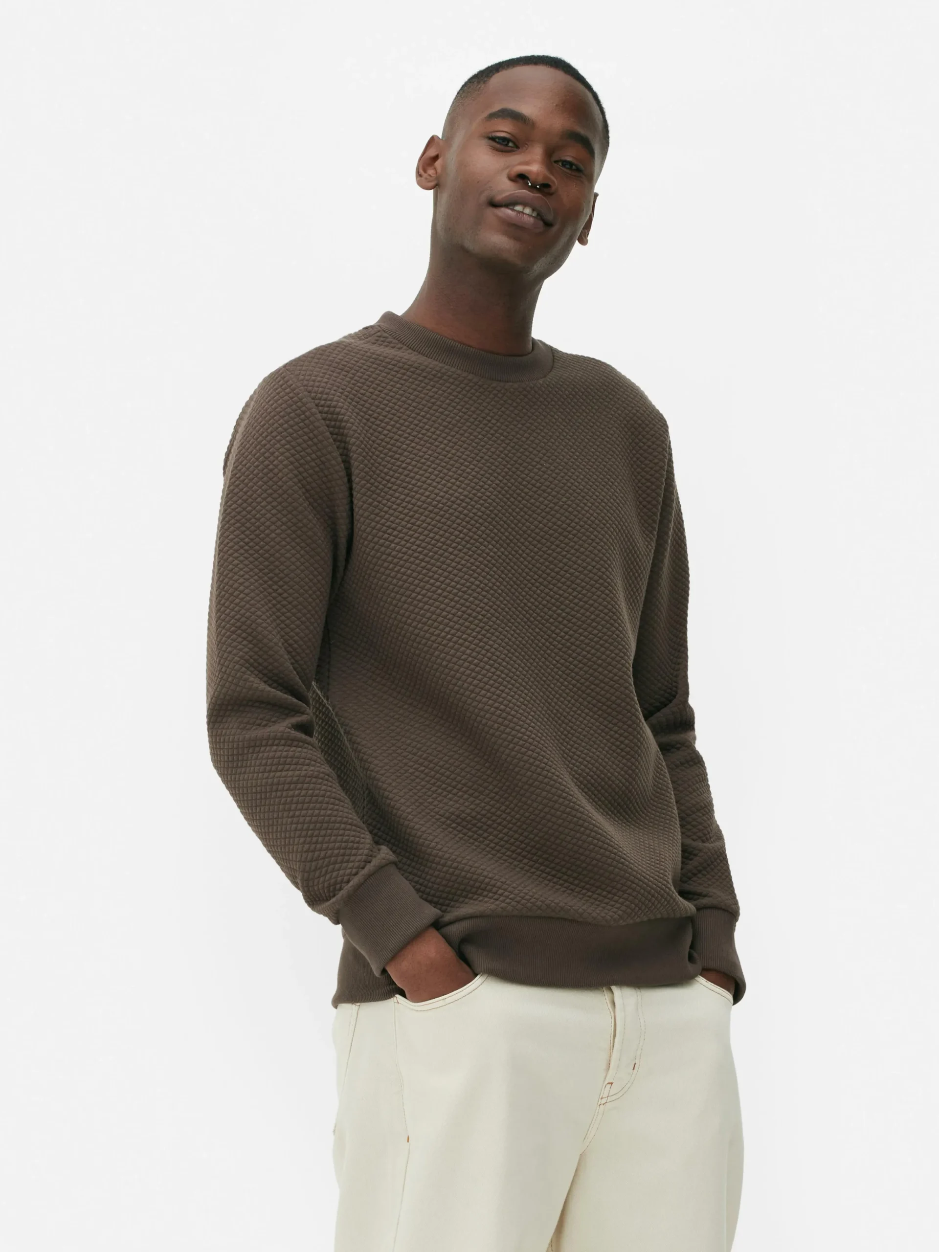 Homme Primark Sweats À Capuche Et Sweat-Shirts|Sweat-shirt Matelassé à Motif Losanges