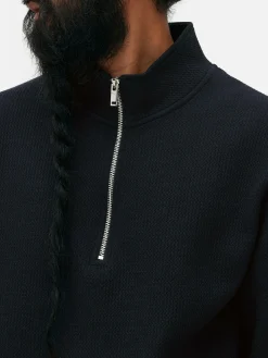 Homme Primark Sweats À Capuche Et Sweat-Shirts|Sweat-shirt Texturé à Col Zippé Et Motif Géométrique