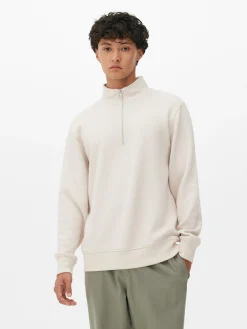 Homme Primark Sweats À Capuche Et Sweat-Shirts|Sweat-shirt Texturé à Col Zippé Et Motif Géométrique