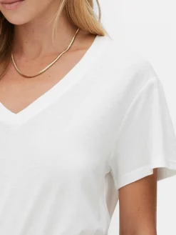 Femme Primark Hauts Et T-Shirts|T-shirt à Col En V En Coton Mélangé