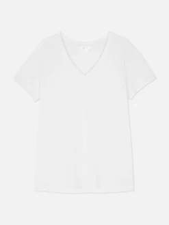 Femme Primark Hauts Et T-Shirts|T-shirt à Col En V En Coton Mélangé