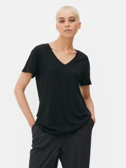 Femme Primark Hauts Et T-Shirts|T-shirt à Col En V En Coton Mélangé
