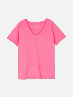 Femme Primark Hauts Et T-Shirts|T-shirt à Col En V Et Manches Courtes