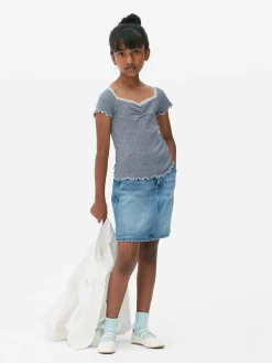 Enfant Primark Hauts Et T-Shirts|T-shirt à Rayures Et à Finitions En Dentelle