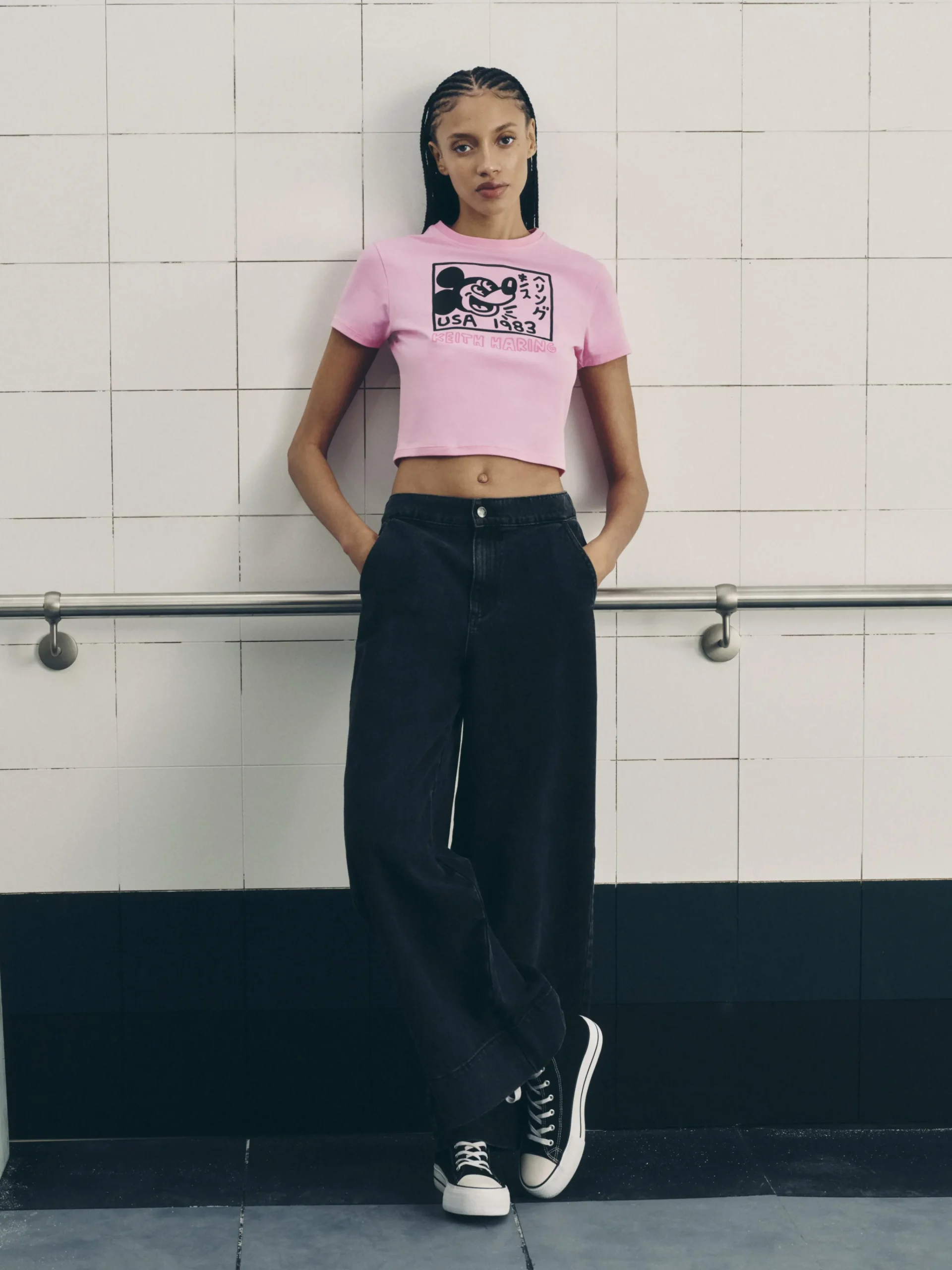 Femme Primark Hauts Et T-Shirts|T-shirt Court Disney Mickey Mouse X Keith Haring