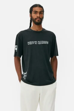 Homme Primark T-Shirts Et Sweat-Shirts À Motifs|Hauts Et T-Shirts|T-shirt Délavé à L'acide Disney Mickey Mouse X Keith Haring