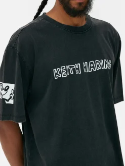 Homme Primark T-Shirts Et Sweat-Shirts À Motifs|Hauts Et T-Shirts|T-shirt Délavé à L'acide Disney Mickey Mouse X Keith Haring