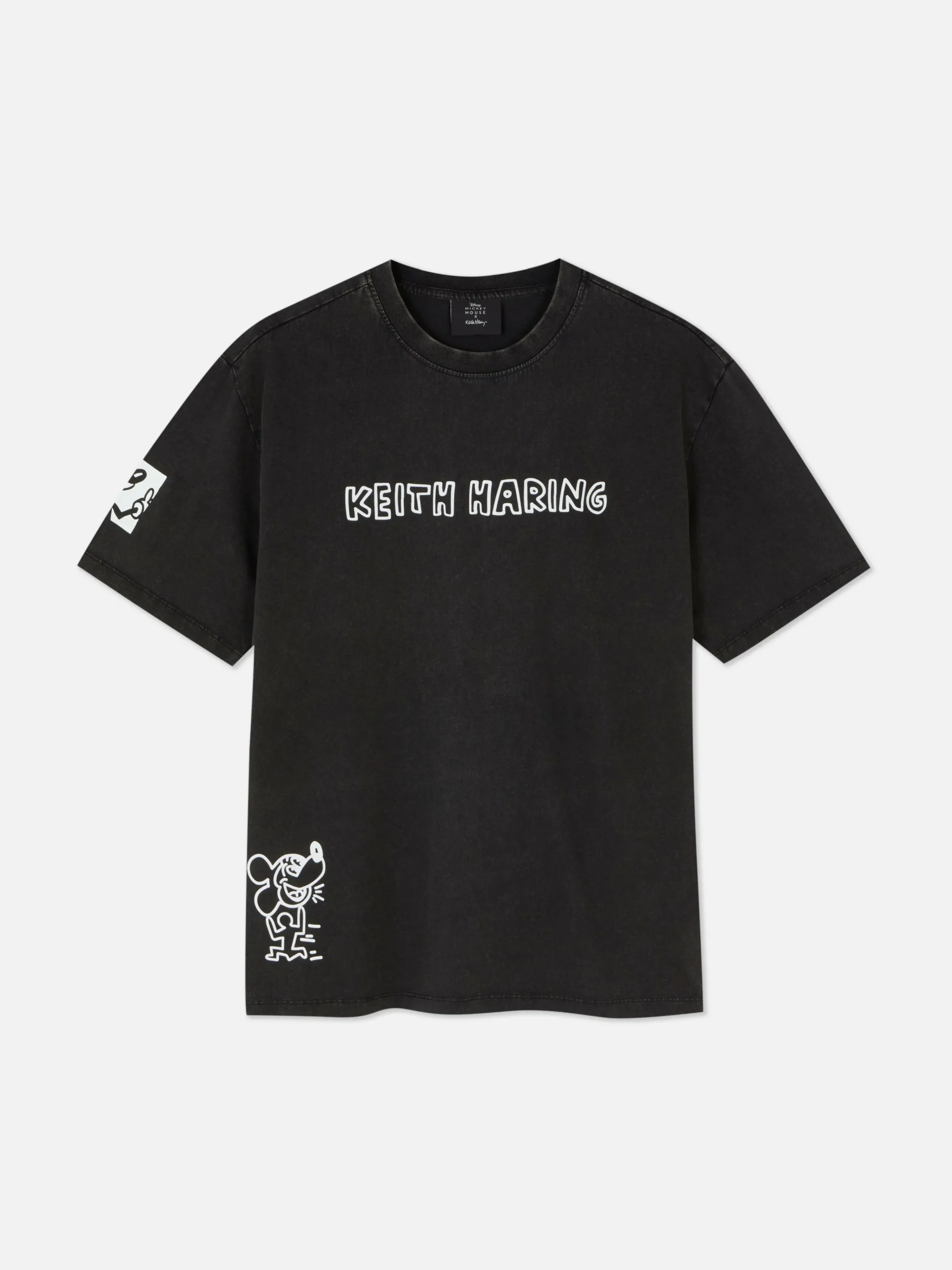 Homme Primark T-Shirts Et Sweat-Shirts À Motifs|Hauts Et T-Shirts|T-shirt Délavé à L'acide Disney Mickey Mouse X Keith Haring