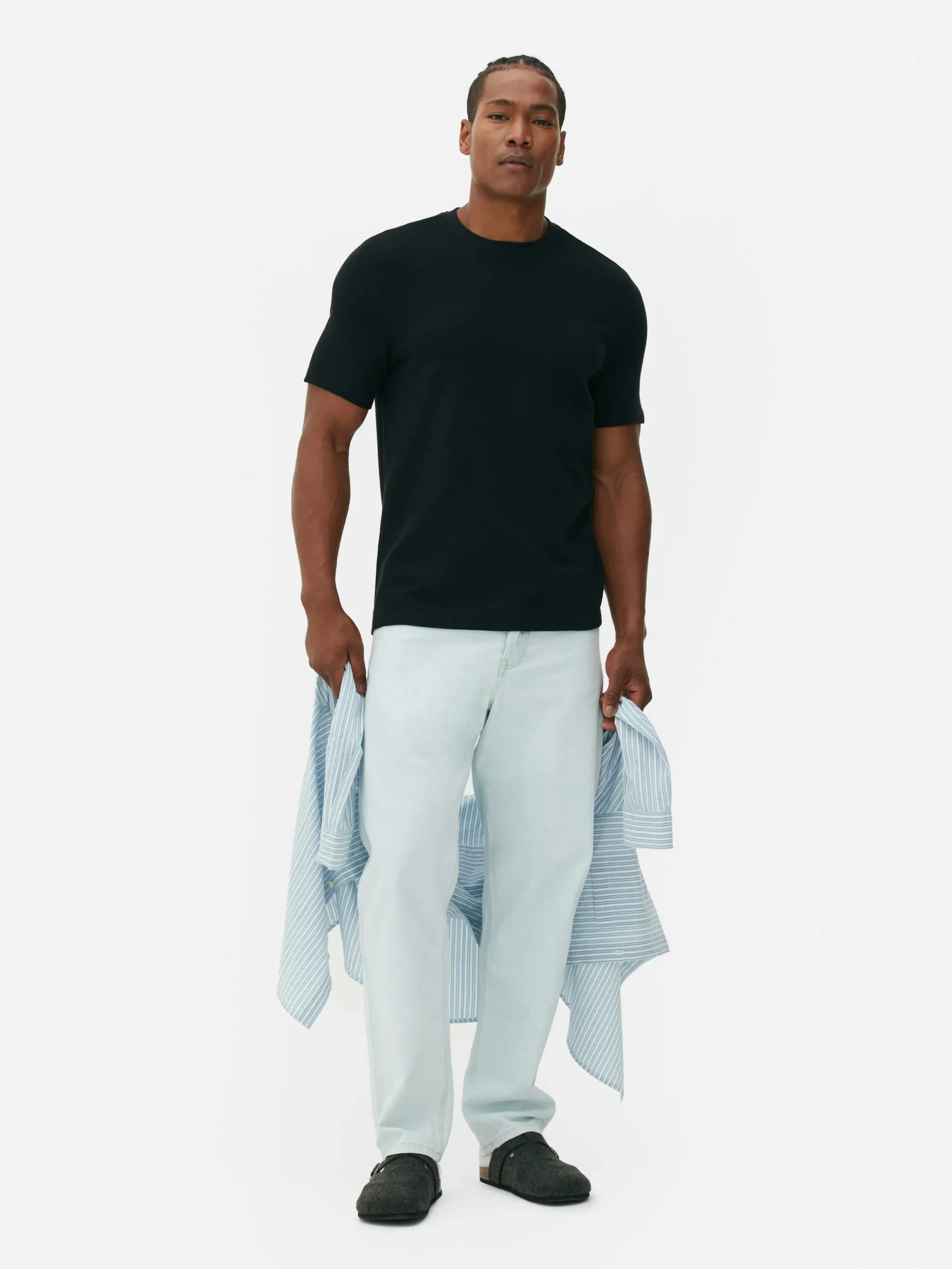 Homme Primark Hauts Et T-Shirts|T-shirt En Maille Ottoman Côtelée