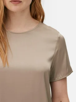 Femme Primark Hauts Et T-Shirts|T-shirt En Satin à Manches Courtes The Edit