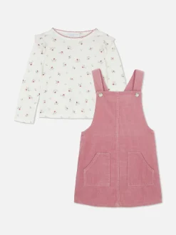 Enfant Primark Ensembles Et Tenues|T-shirt Floral Et Robe Chasuble En Velours Côtelé