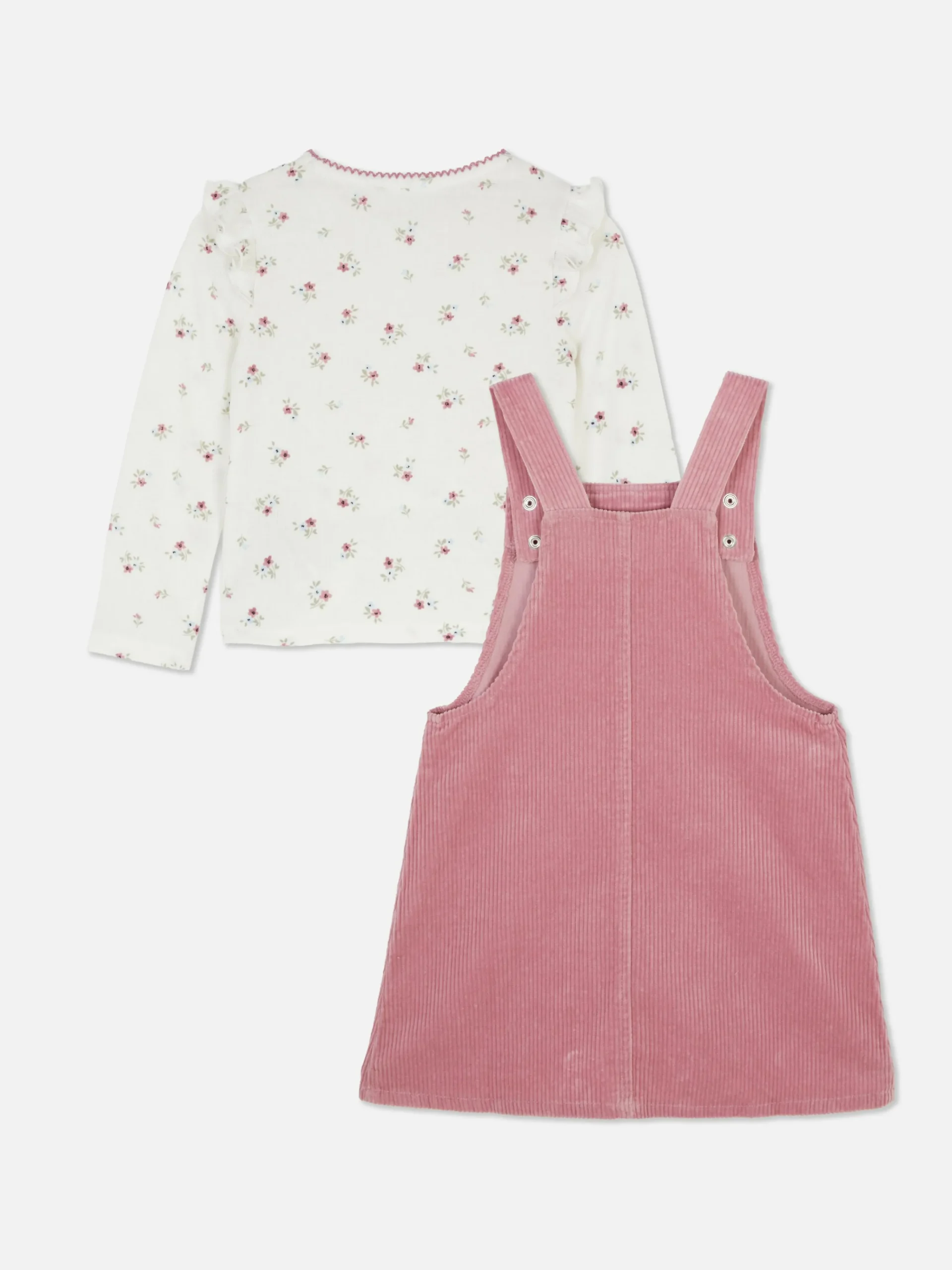 Enfant Primark Ensembles Et Tenues|T-shirt Floral Et Robe Chasuble En Velours Côtelé