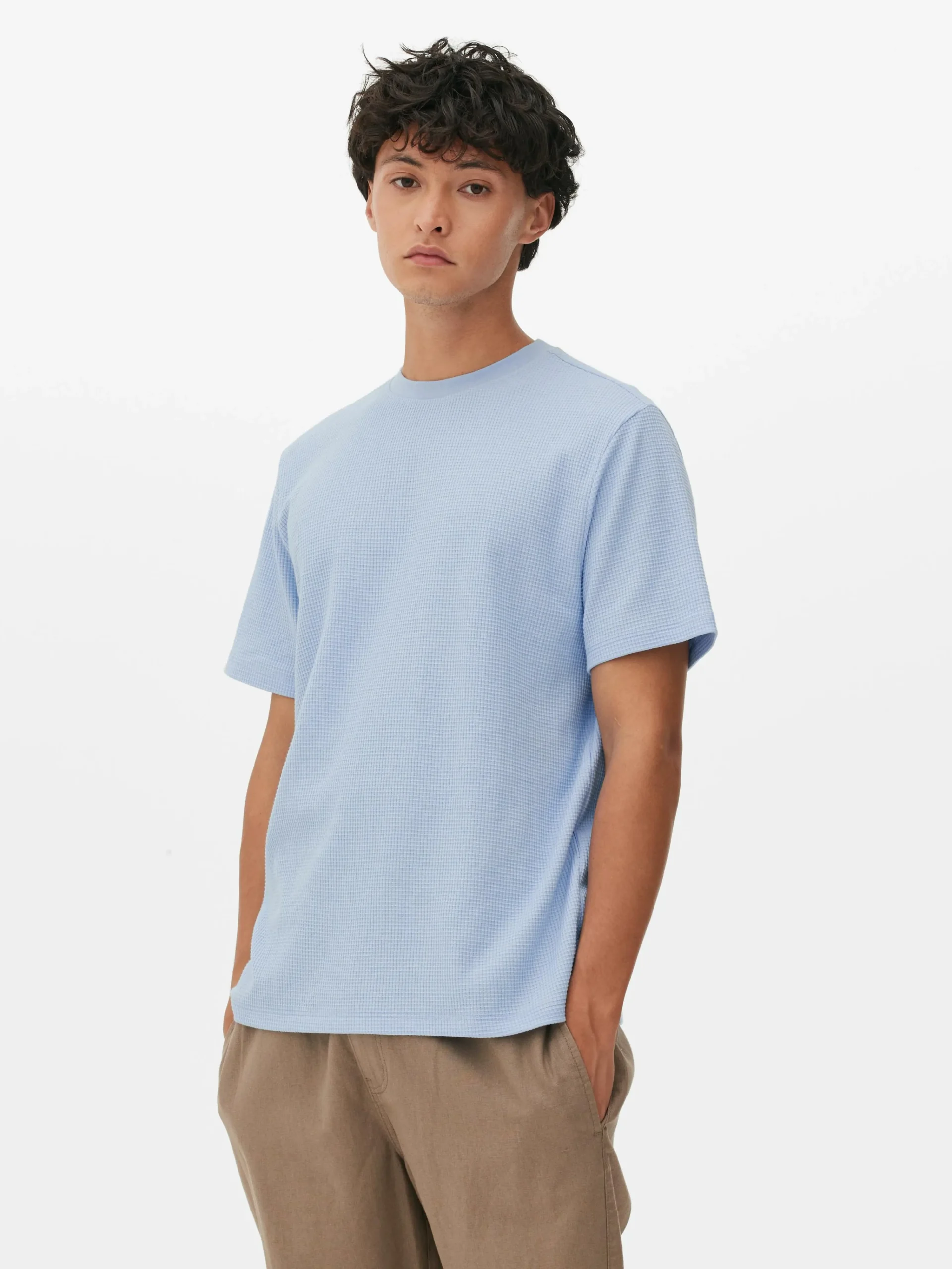 Homme Primark Hauts Et T-Shirts|T-shirt Gaufré à Col Ras-du-cou