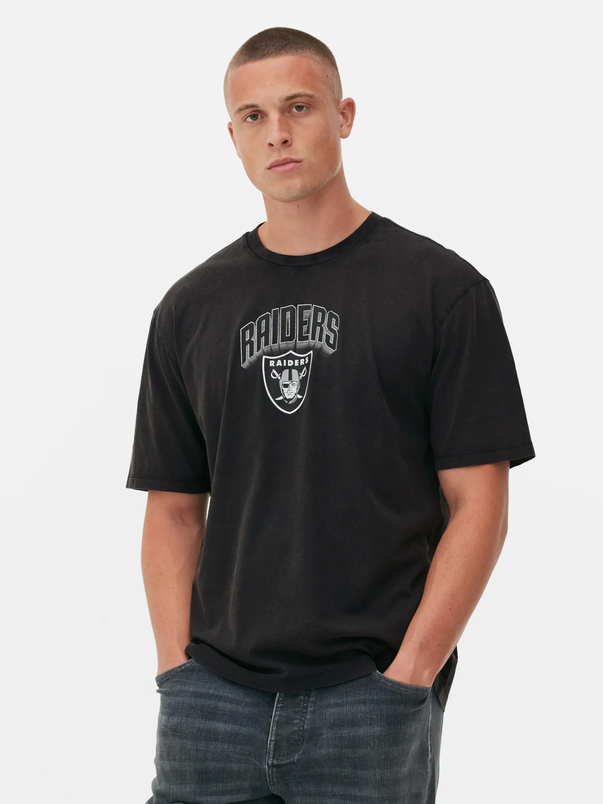 Homme Primark T-Shirts Et Sweat-Shirts À Motifs|Hauts Et T-Shirts|T-shirt Graphique NFL Las Vegas Raiders