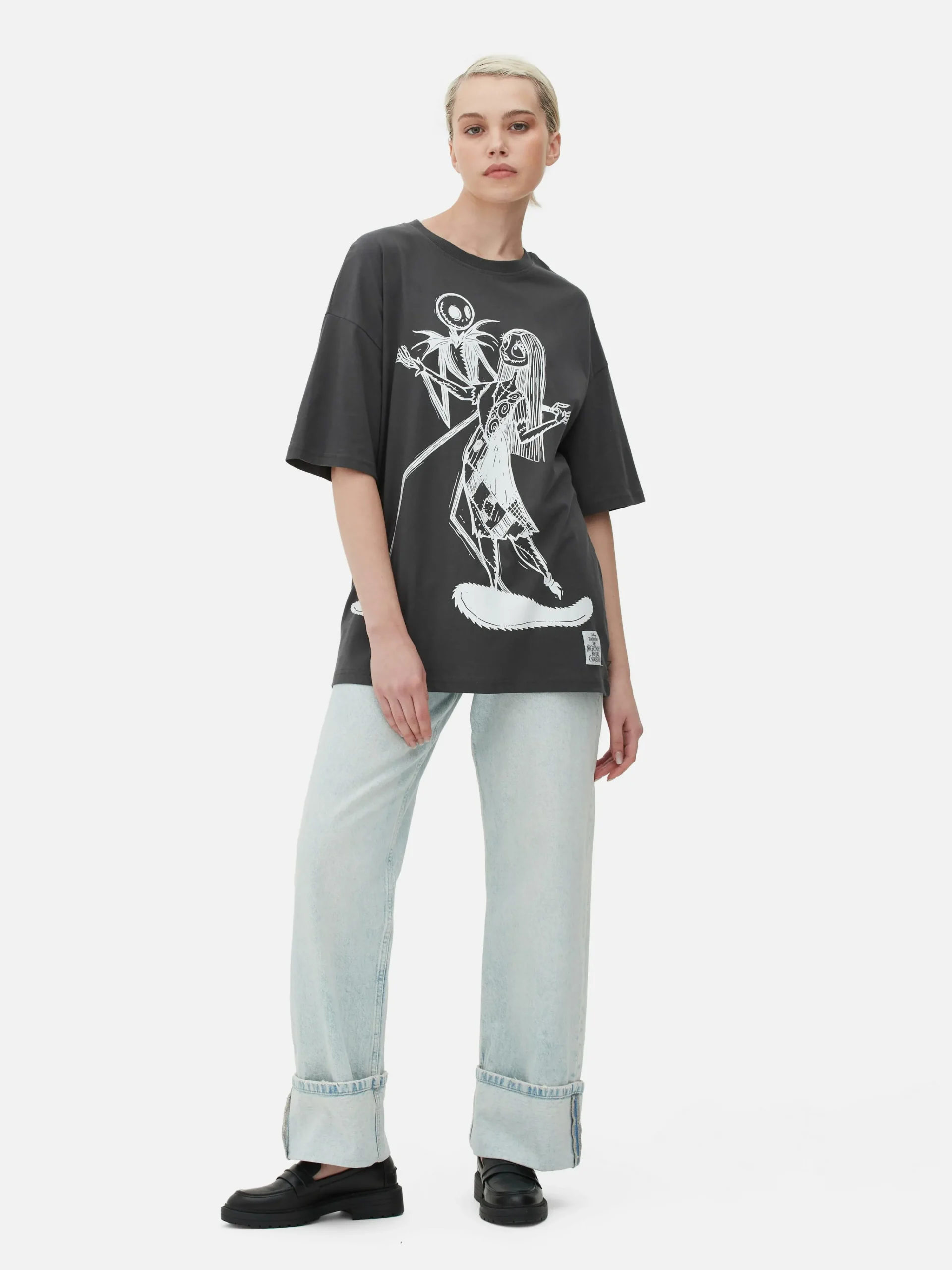 Femme Primark The Nightmare Before Christmas|Tout Halloween|T-shirt Oversize Disney L’Étrange Noël De Monsieur Jack De Tim Burton