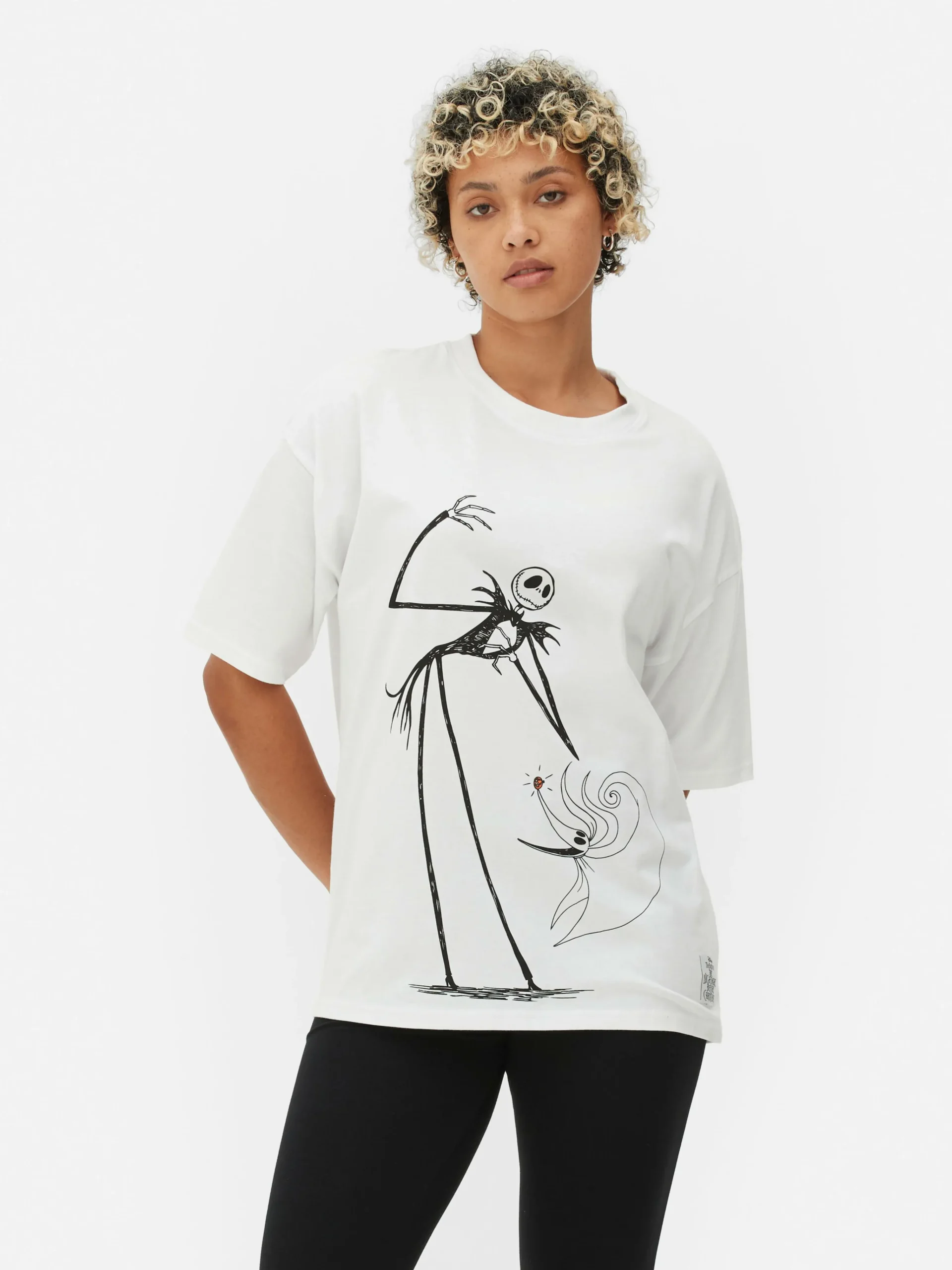 Femme Primark The Nightmare Before Christmas|Tout Halloween|T-shirt Oversize Disney L’Étrange Noël De Monsieur Jack De Tim Burton