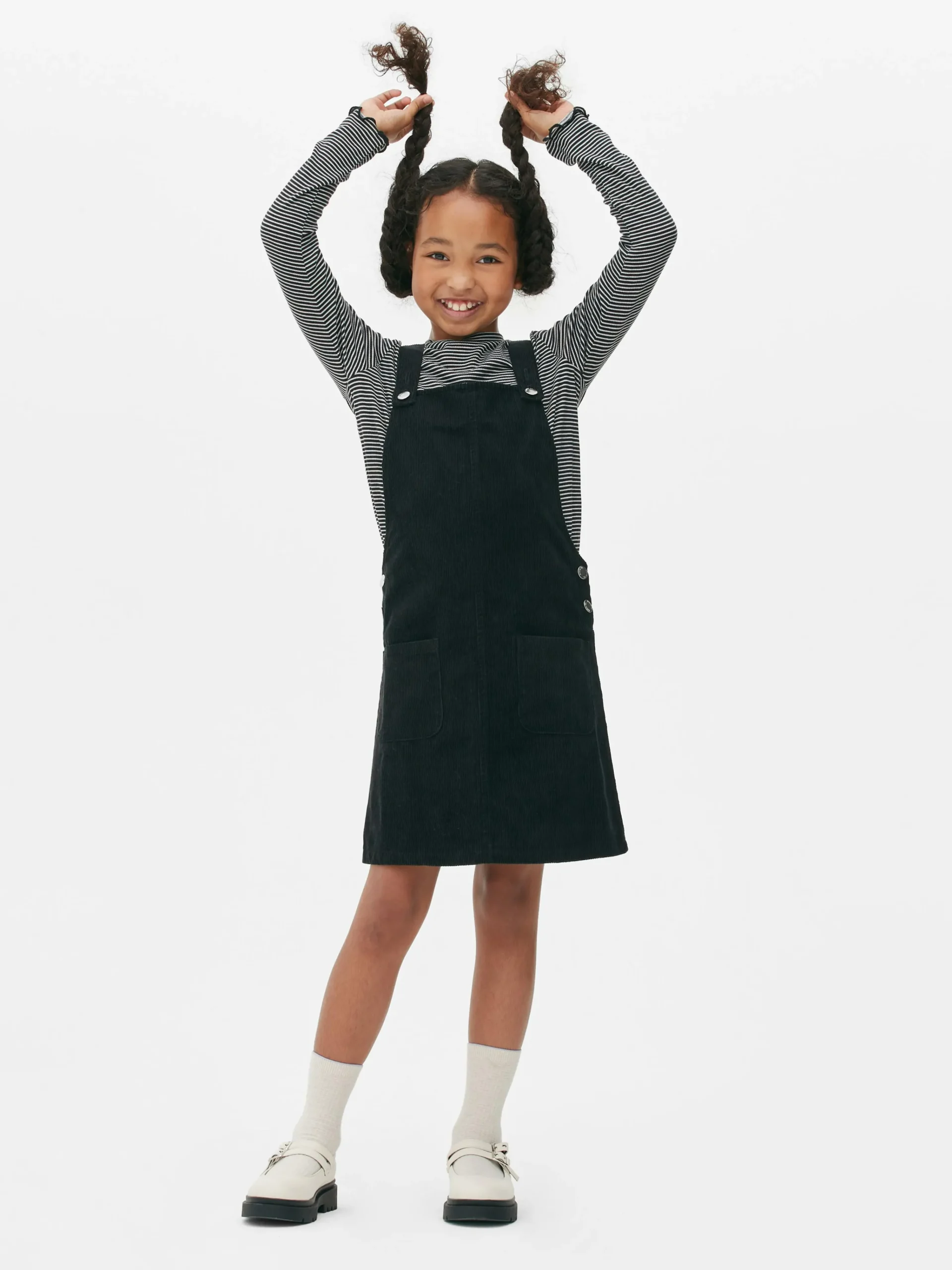 Enfant Primark Ensembles Et Tenues|T-shirt Rayé à Manches Longues Et Robe Chasuble