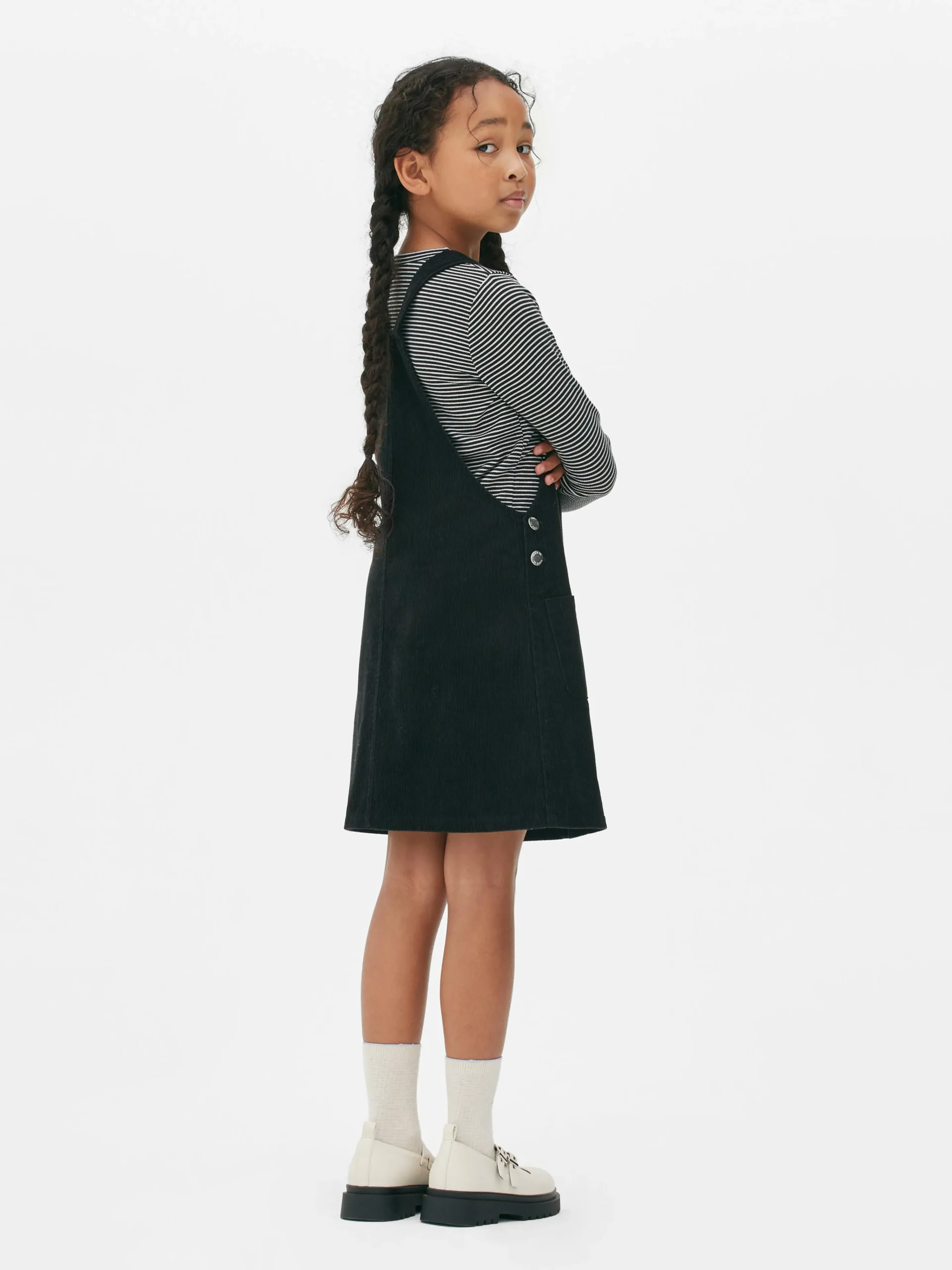 Enfant Primark Ensembles Et Tenues|T-shirt Rayé à Manches Longues Et Robe Chasuble