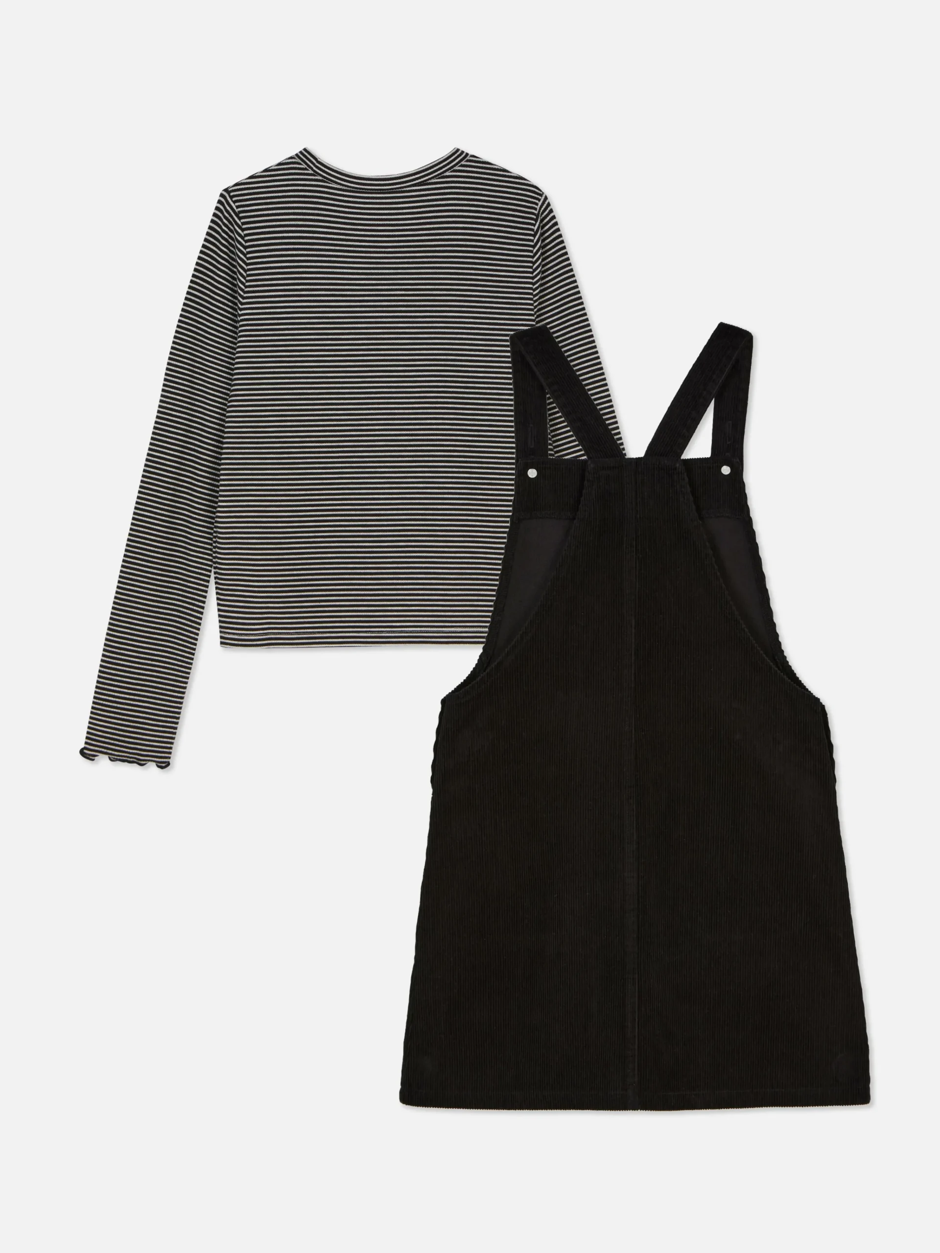 Enfant Primark Ensembles Et Tenues|T-shirt Rayé à Manches Longues Et Robe Chasuble