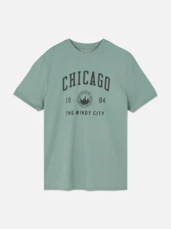 Homme Primark Hauts Et T-Shirts|T-shirt Style Universitaire Chicago