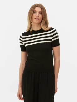 Femme Primark Hauts Et T-Shirts|T-shirt Tricoté à Manches Courtes