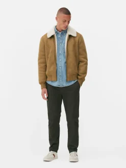 Homme Primark Manteaux Et Vestes|Veste En Suédine à Col Effet Mouton Retourné