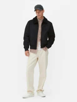 Homme Primark Manteaux Et Vestes|Veste En Suédine à Col Effet Mouton Retourné