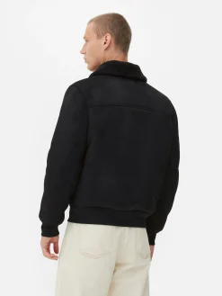 Homme Primark Manteaux Et Vestes|Veste En Suédine à Col Effet Mouton Retourné