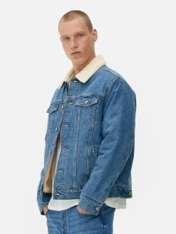 Homme Primark Manteaux Et Vestes|Veste Trucker En Denim à Col Effet Mouton Retourné