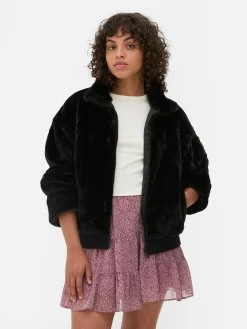 Femme Primark Manteaux Et Vestes|Veste Zippée En Fausse Fourrure